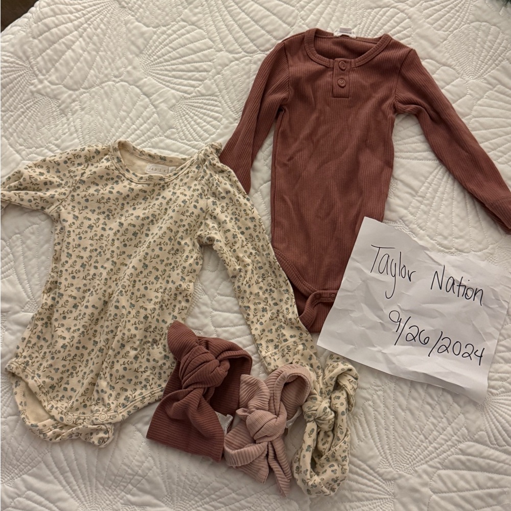 Jamie Kay Long Sleeve Onesies and Bows Bundle